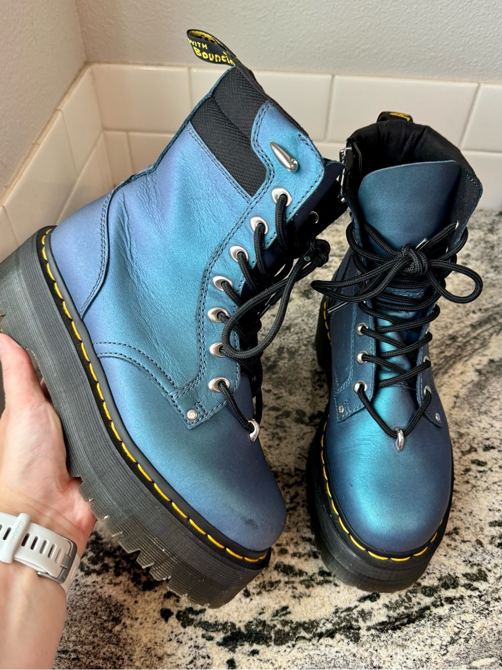 Dr. Martens Jadon II Hardware Platform Boots in Deep Pull Up Shift leather. L 7